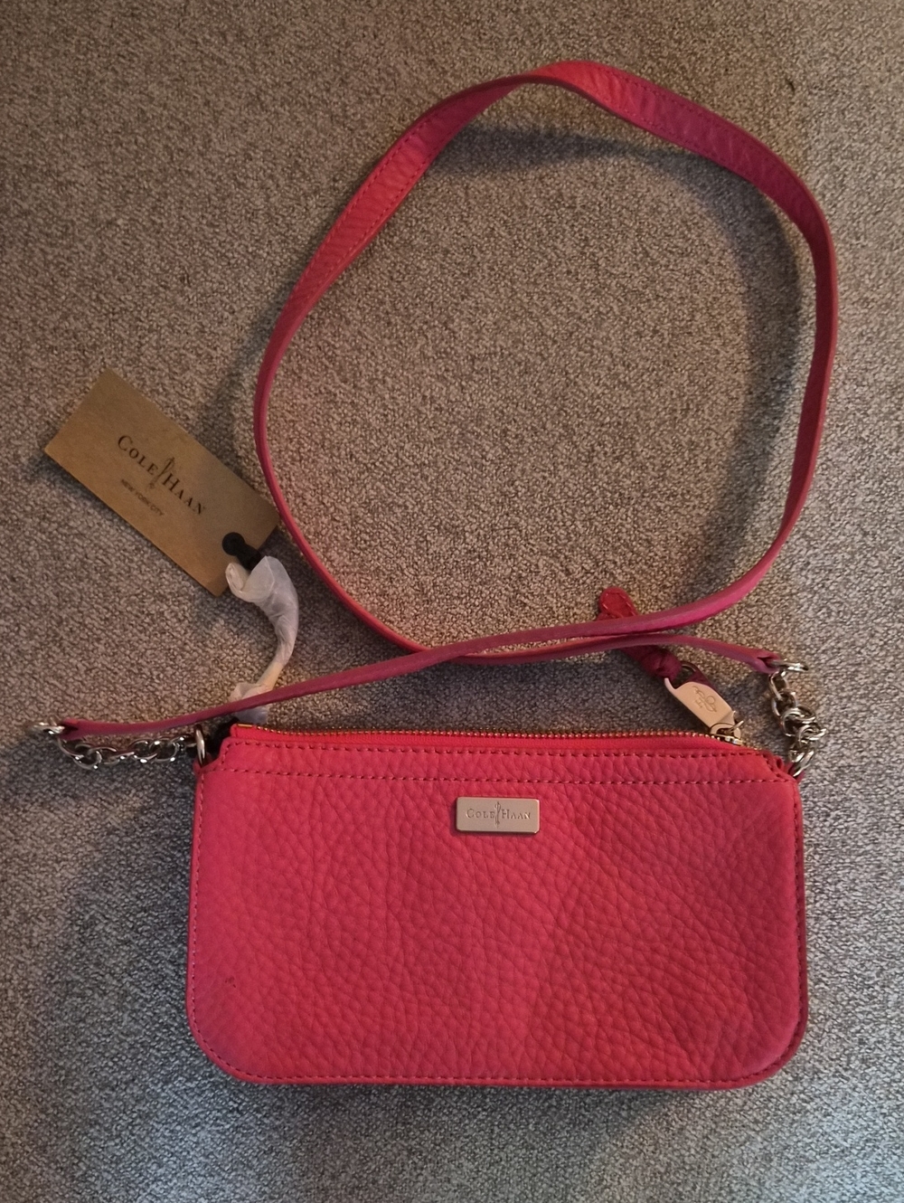 Cole Haan Pink Pebbled Leather Crossbody Bag